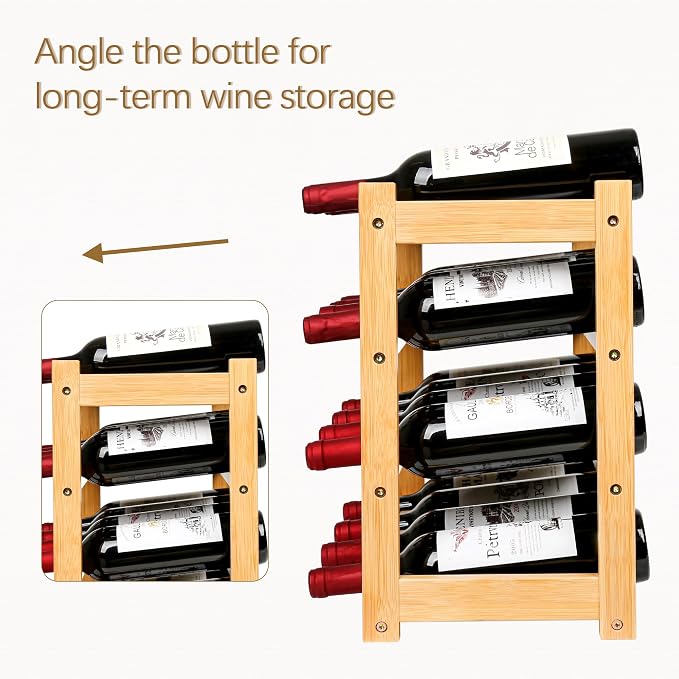 VASMIA Wine Rack, 4-Tier Bamboo Wine Racks Countertop, Sturdy and Durable Wine - Image 7