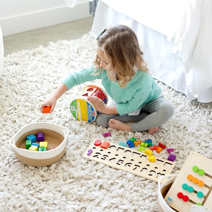 5-Piece Round Woven Cotton Rope Storage Baskets - Image 3