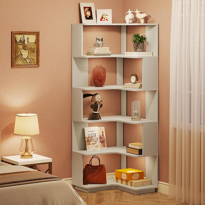 Tribesigns 6-Tier Corner Bookshelf, 64.96 Inch Tall Bookcase - Image 4