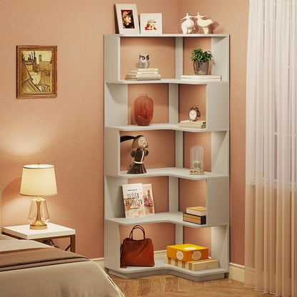 Tribesigns 6-Tier Corner Bookshelf, 64.96 Inch Tall Bookcase - Image 4