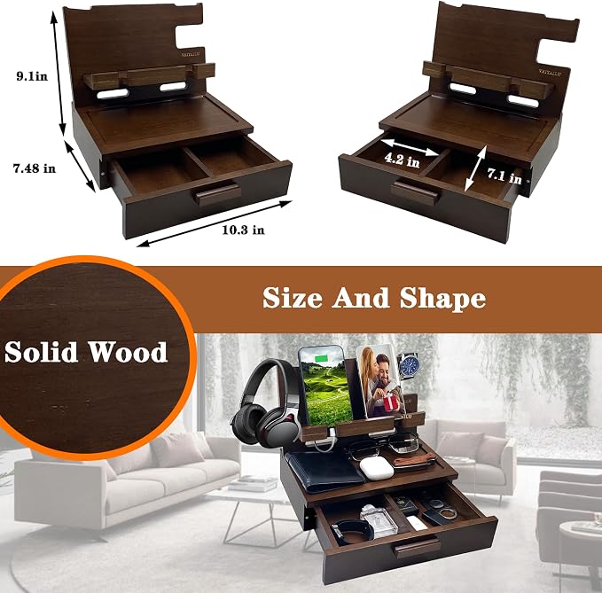 Gifts for Men Women Him Husband Son Boyfriend Birthday Nightstand Organizer - Image 5