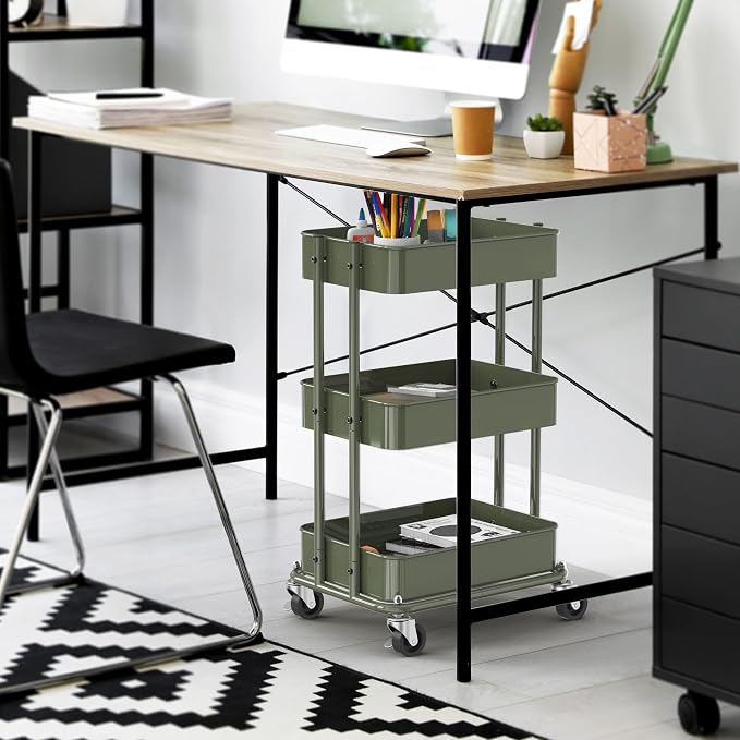 Simple Houseware 3-Tier Compact Utility Rolling Cart, Low 24” Height Fits Under - Image 8