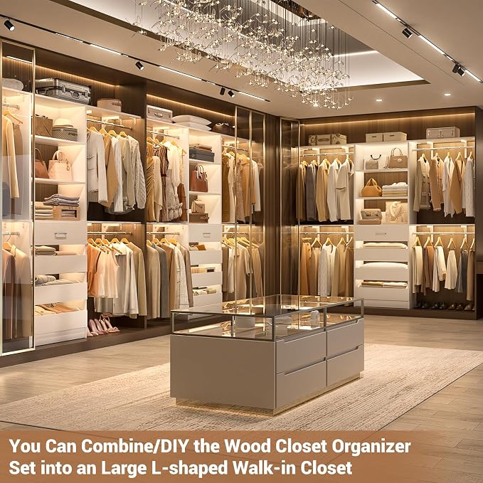 Aheaplus Closet System with 4 Drawers, 8FT Wood Closet Organizer System - Image 2