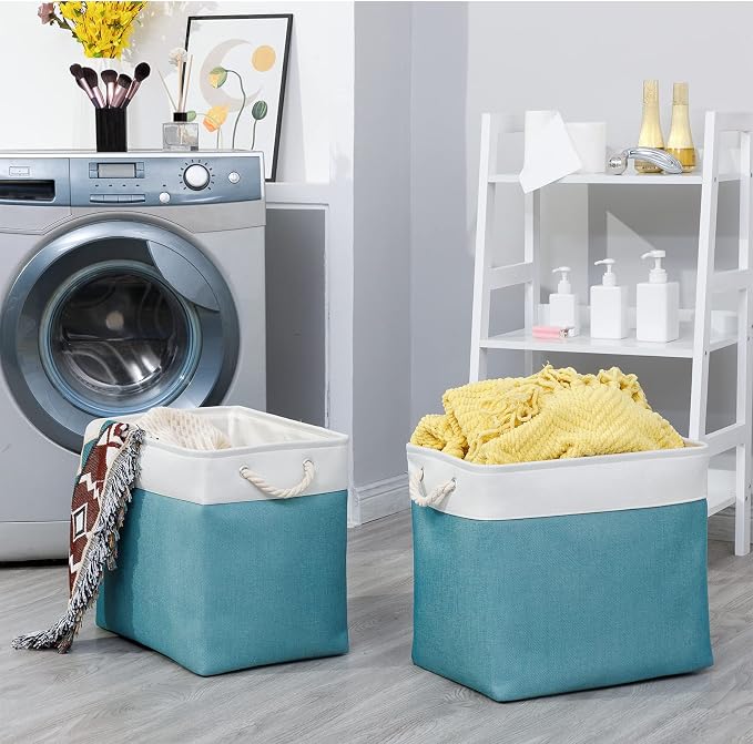 Bidtakay Storage Baskets Extra Large 17x12x15 In Teal Blue Nursery Toy Baskets - Image 2