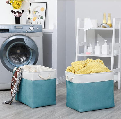 Bidtakay Storage Baskets Extra Large 17x12x15 In Teal Blue Nursery Toy Baskets - Image 2