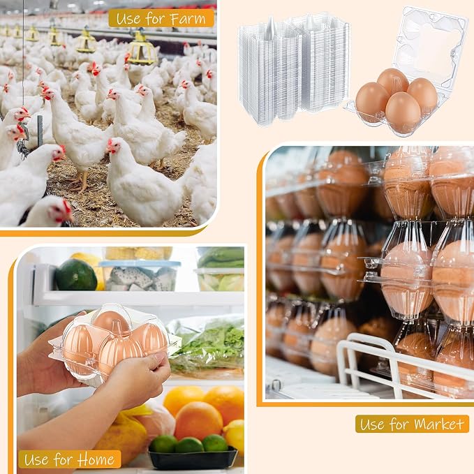Zubebe 200 Pieces Clear Egg Cartons Plastic Egg Cartons Bulk Empty Chicken Egg - Image 6