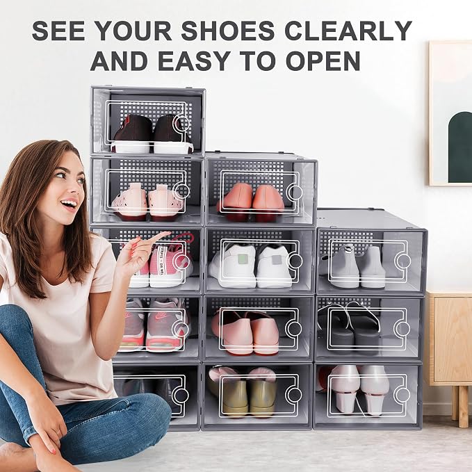 Kuject 12 Pack Large Shoe Boxes, Drop-front design fits women's size 10 - Image 6