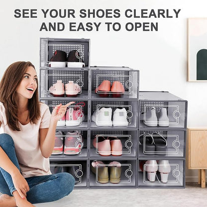 Kuject 12 Pack Large Shoe Boxes, Drop-front design fits women's size 10 - Image 6