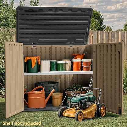 DWVO 35 Cuft Outdoor Horizontal Storage, Waterproof Resin Storage Shed - Image 2