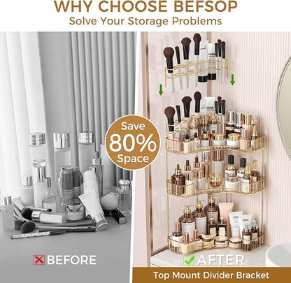 BEFSOP Corner Bathroom Counter Organizer, Upgraded 3-Tier Makeup Organizer - Image 3