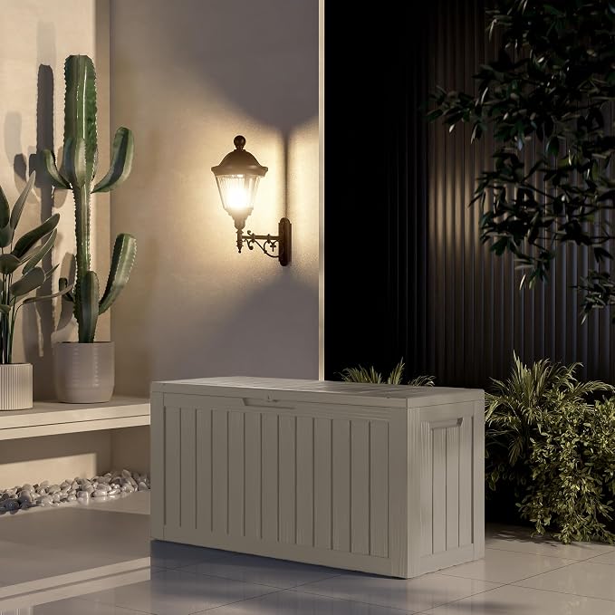 80 Gallon Resin Deck Box, Outdoor Waterproof Storage Containers, Lockable Patio - Image 5