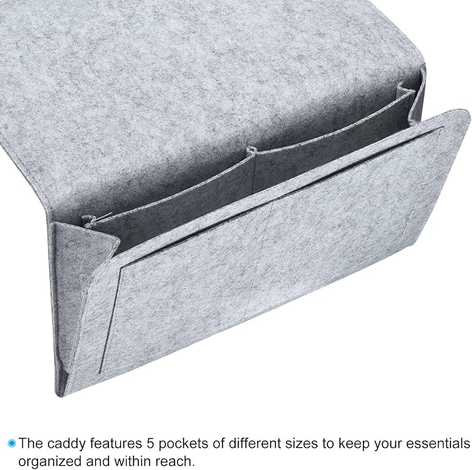 PATIKIL 13in Bedside Caddy, Bed Caddy Bedside Organizer Hanging Soft 5 Pockets - Image 3