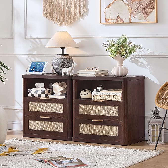 LEYAOYAO Rattan Nightstands Set of 2 - Image 4