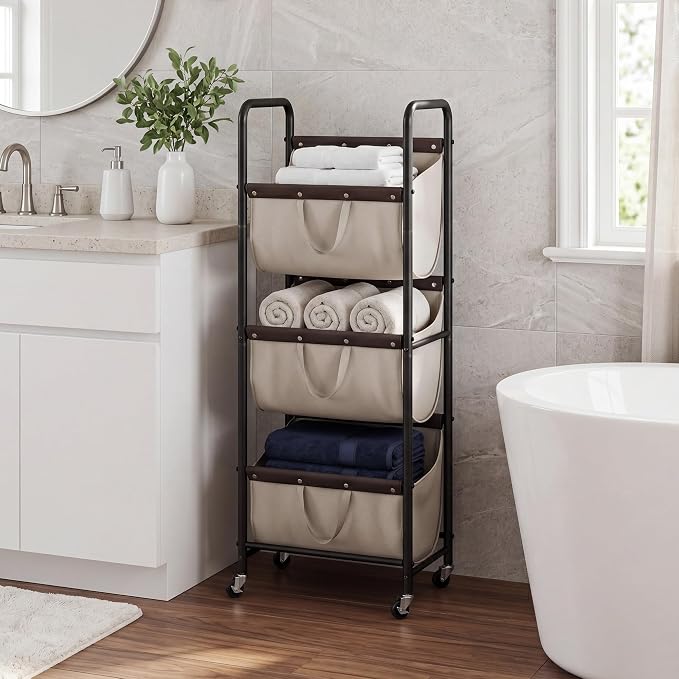 GRANNY SAYS 3 Section Tiered Laundry Sorter, Slim Vertical Laundry Hamper - Image 7