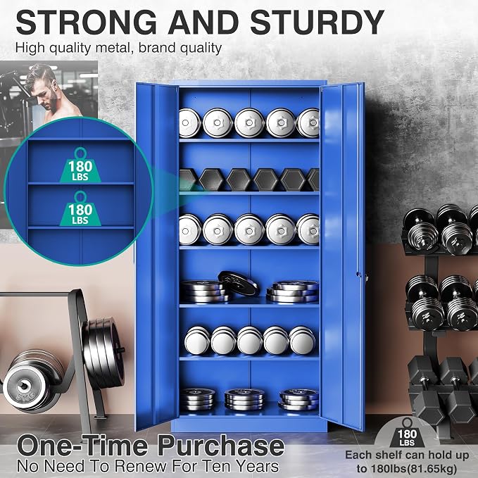 SISESOL Blue Metal Storage Cabinet - Image 8