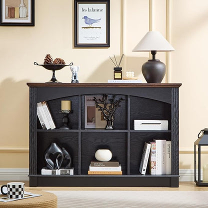 Black Bookshelf, 6-Cube Bookcase and Kids Bookshelf, Wooden Storage Cabinet - Image 3