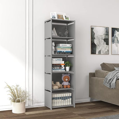RIIPOO Book Shelf, 5-Cube Storage Organizer, Metal & Fabric Bookcase - Image 9