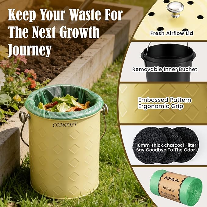 AOSION Countertop Compost Bin Kitchen, Odorless Indoor Compost Bin - Image 6