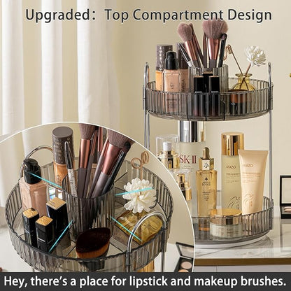 Rotating Makeup Organizer for Vanity, High-Capacity Skincare Clear Make Up - Image 3