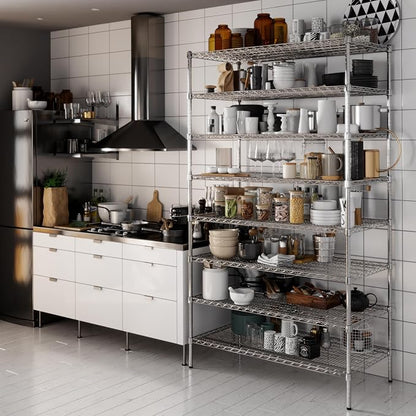 24" Deep x 48" Wide x 86" Height Wire Shelving Kit | 8-Tier | NSF Commercial - Image 6
