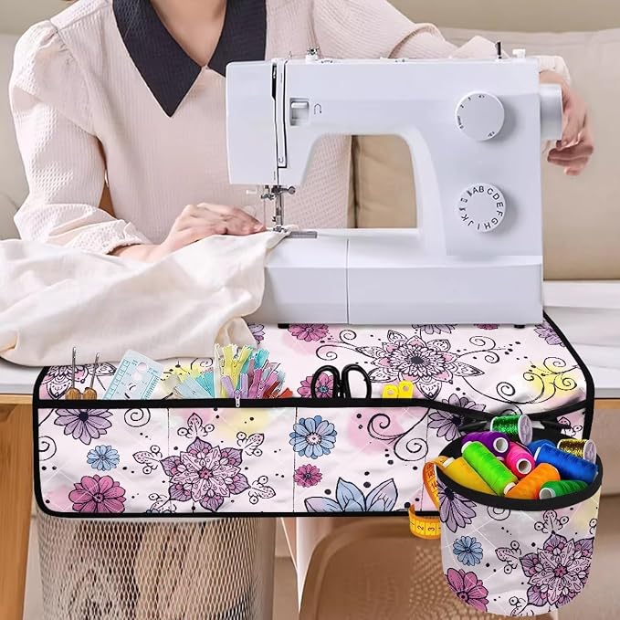 Pastel Floral Swirl Sewing Machine Mat Foldable Non Slip Sewing Machine - Image 4