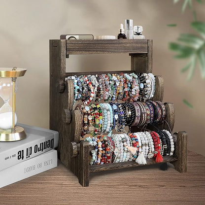 LadyRosian 4 Tier Wooden Bracelet Holder, Bangle Watch Necklace Display Storage by LadyRosian