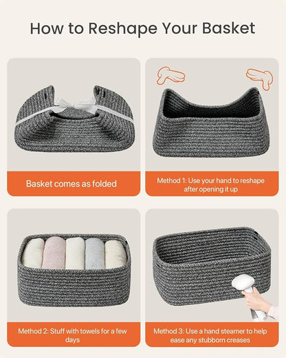 Small Woven Basket, 13.5 x 9.5 x 5 Inches, Storage Basket - Image 8