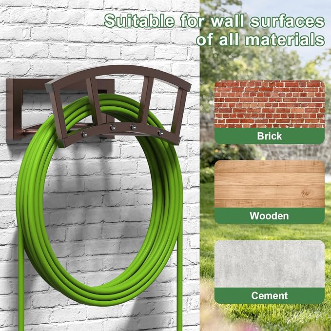 2 Pack Garden Hose Holder Wall Mounted, Outdoor Heavy Duty Metal Water Hose - Image 5