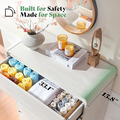 AMERLIFE 5 Drawer Dresser for Bedroom, Anti-Tip Kit, Wood Cabinet Organizer for - Image 4