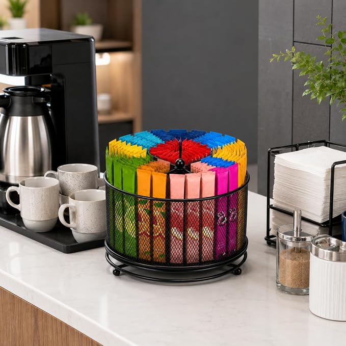 Drink Packet Organizer, Drink Mix Organizer, 4-Compartment Caddy | 360° rotating - Image 6