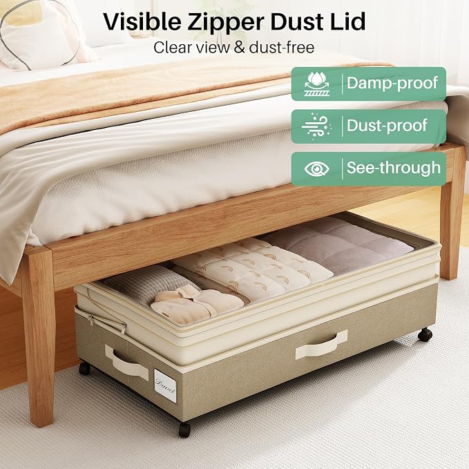 Kitstorack 2Pack Height-adjustable Under Bed Storage - Image 5