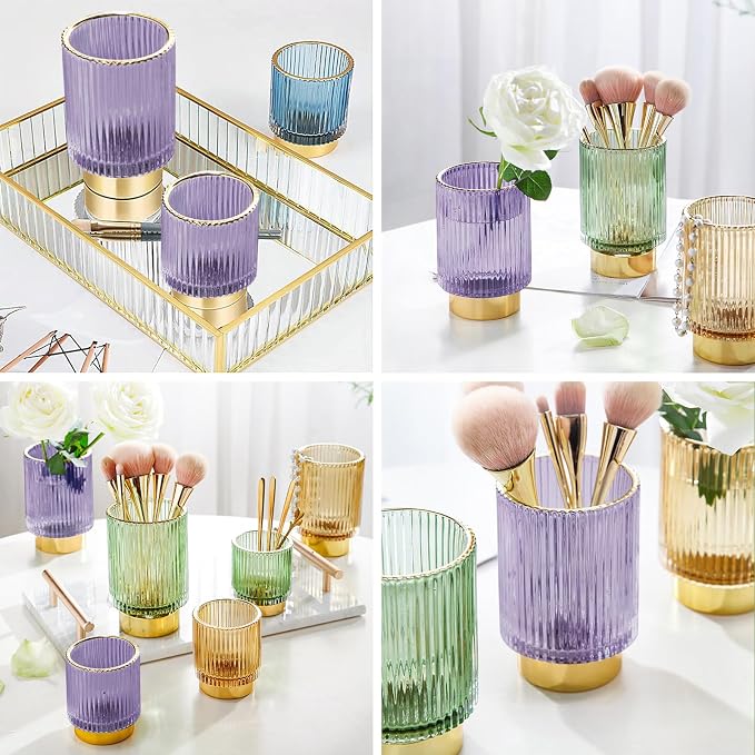 DASITON Makeup Brush holder Organizer, Crystal Cosmetic Makeup Brush Glass - Image 4