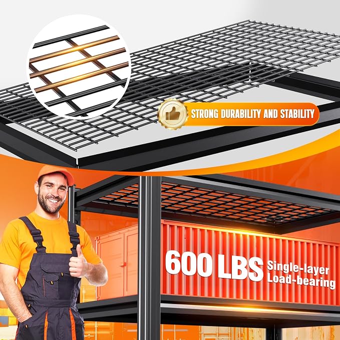 Storage Shelves, Adjustable Shelving Unit, 5T Metal Garage Shelving, Heavy Duty - Image 3