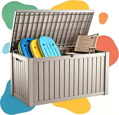 200 Gallon Waterproof Deck Box, Large Resin Outdoor Storage Box by ODUFO