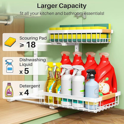 Under Sink Organizer, 2 Packs 2 Tier Under Sink Organizers and Storage - Image 3