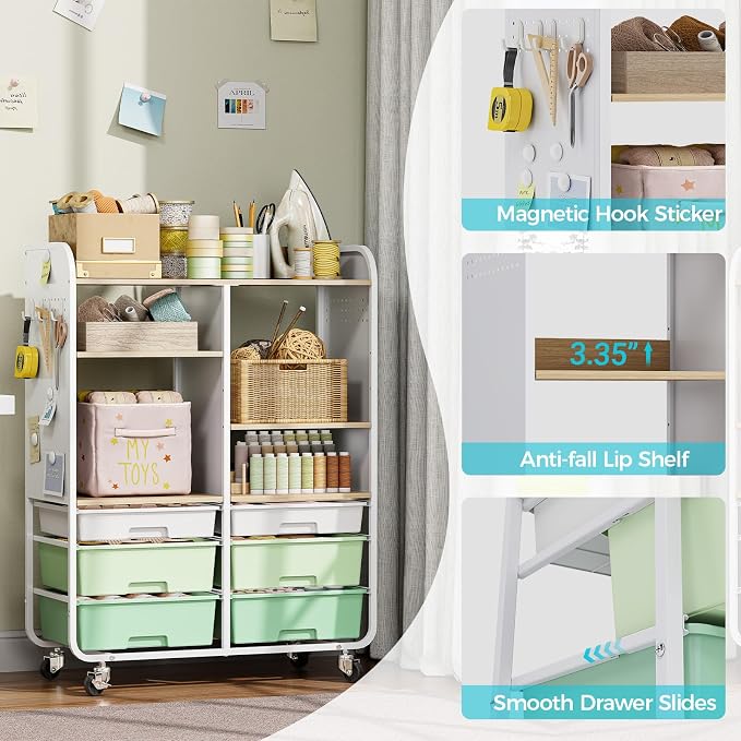 APEXCHASER 6 Drawers Rolling Storage Cabinet - Image 6