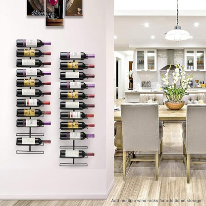 Sorbus Wall Mount Wine Rack – Holds 12 Bottles – Black Metal Wine Bottle Holder - Image 4