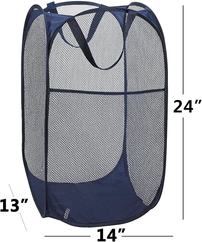 2 Pack Foldable Mesh Popup Laundry Hamper, Laundry Basket Easy to Open and Fold - Image 6
