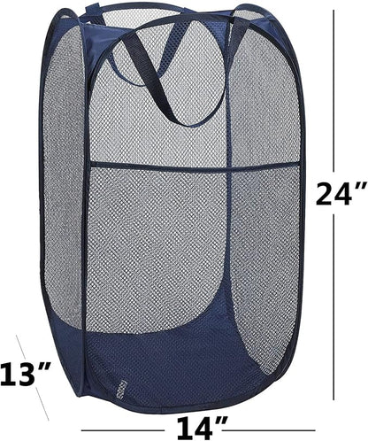 2 Pack Foldable Mesh Popup Laundry Hamper, Laundry Basket Easy to Open and Fold - Image 6