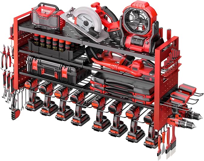 Heavy Duty Power Tool Organizer Wall Mount, Garage Organization by SHOMEXTOL