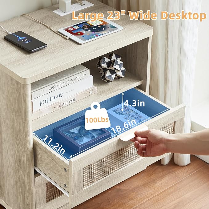 LEYAOYAO Rattan Nightstands Set of 2 - Image 5