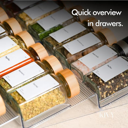 KIVY Spice Jars with Labels Glass Seasoning Containers with Airtight Lids - Image 4