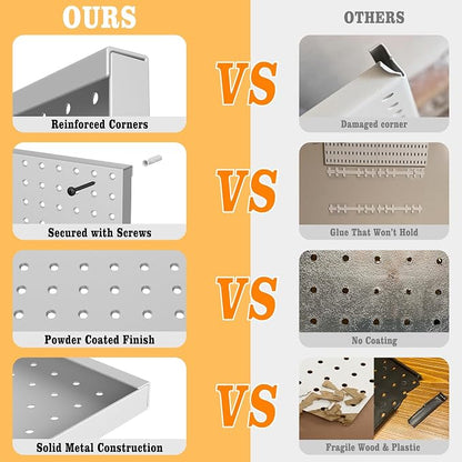 Pegboard Smith 48PCS Metal Pegboard Kit – 12"x24" Tool Storage Wall Organizer - Image 5