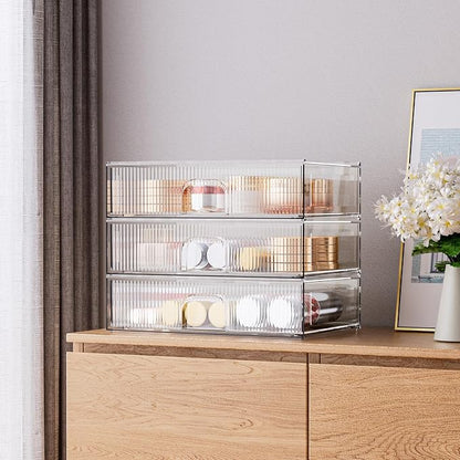 ZHIAI Stackable Storage Drawer, 3 Piece Acrylic Organiser - Image 5