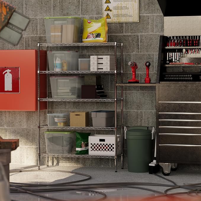 14" Deep x 42" Wide x 64" Height Wire Shelving Kit | 5-Tier | NSF Commercial - Image 8