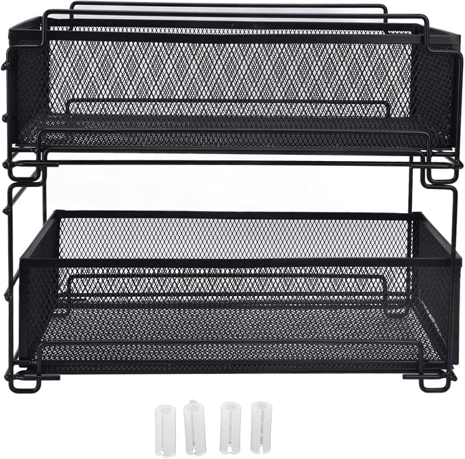 Cupboard Organiser, 2 Tier Under Sink Storage Organiser, Kitchen Storage Drawer - Image 7
