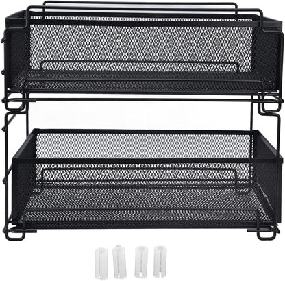 Cupboard Organiser, 2 Tier Under Sink Storage Organiser, Kitchen Storage Drawer - Image 7
