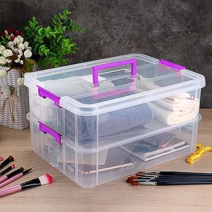 JUXYES 2-Tiers Stack Carry Storage Box - Image 8
