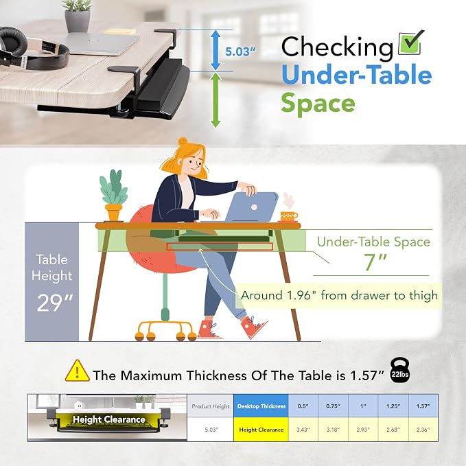 EHO Clamp-On Retractable Adjustable Keyboard Tray, Under Desk Ergonomic - Image 3