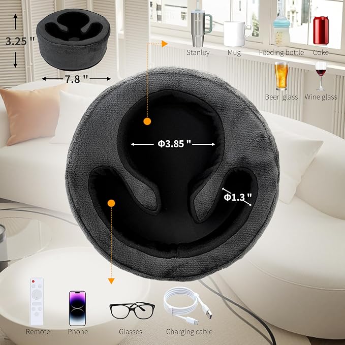 Xchouxer Couch Cup Holder Pillow, Sofa and Bed Organizer Caddy - Image 4